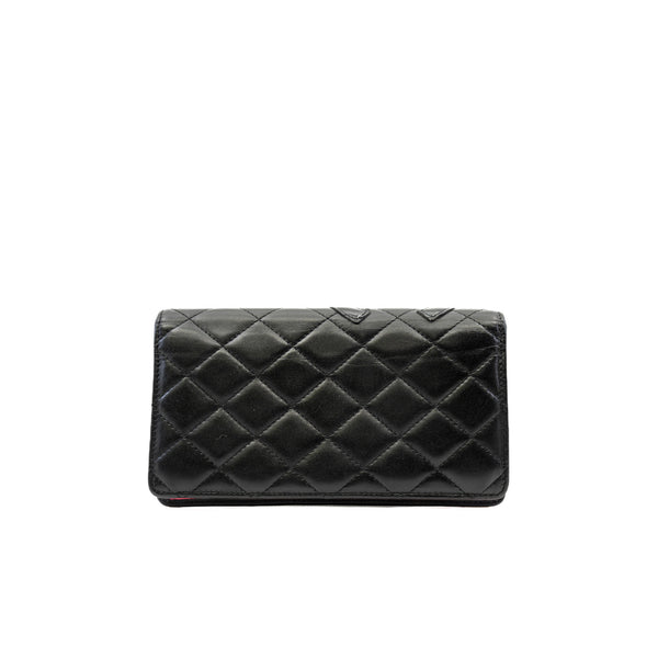 cambon long flap wallet in black /pink seri 15