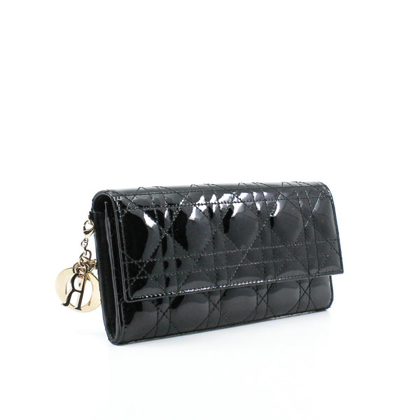 long flap wallet patent black  ghw - L'UXE LINK
