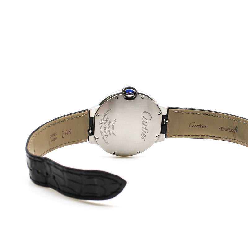 ballon bleu 40MM, AUTOMATIC steel black leather sbb0039 - L'UXE LINK