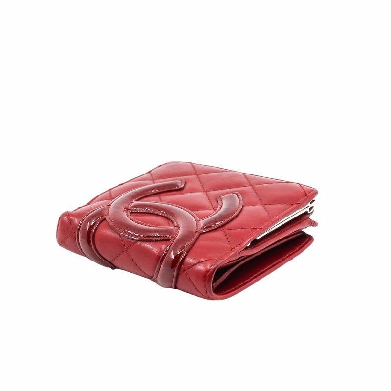 Cambon CC Bifold Quilted Lambskin Wallet Red