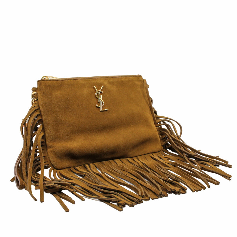 MEDIUM tassels CLUTCH BROWN GHW - L'UXE LINK