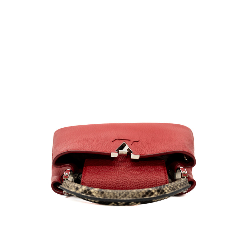 capucines bb with snake handle in leather red - L'UXE LINK