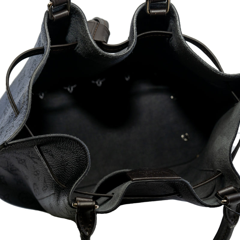 black leather tote monogram printes hollow phw - L'UXE LINK