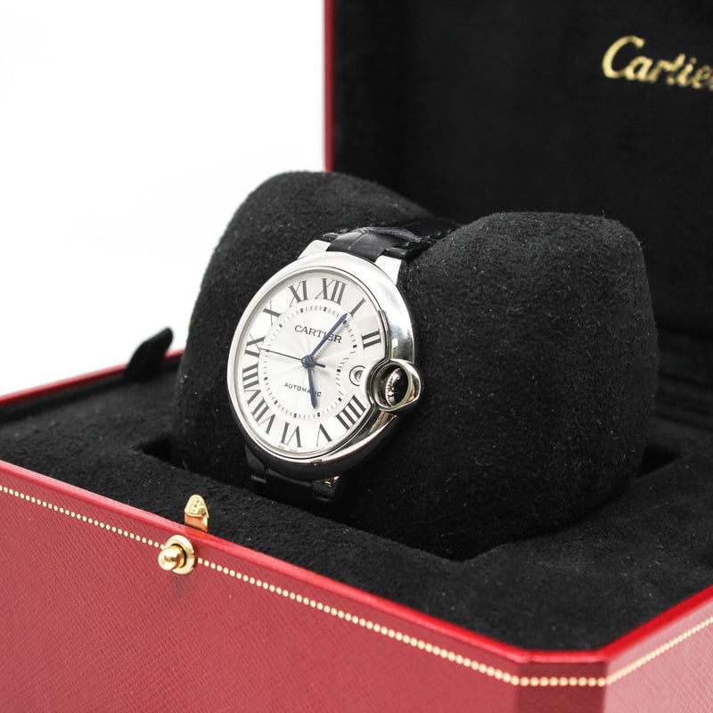 ballon bleu 40MM, AUTOMATIC steel black leather sbb0039 - L'UXE LINK