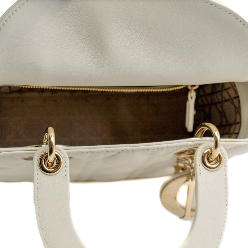 lady meidum in lambskin white light ghw