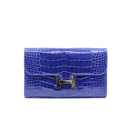 constance wallet crocodile 7T blue phw Q stamp - L'UXE LINK