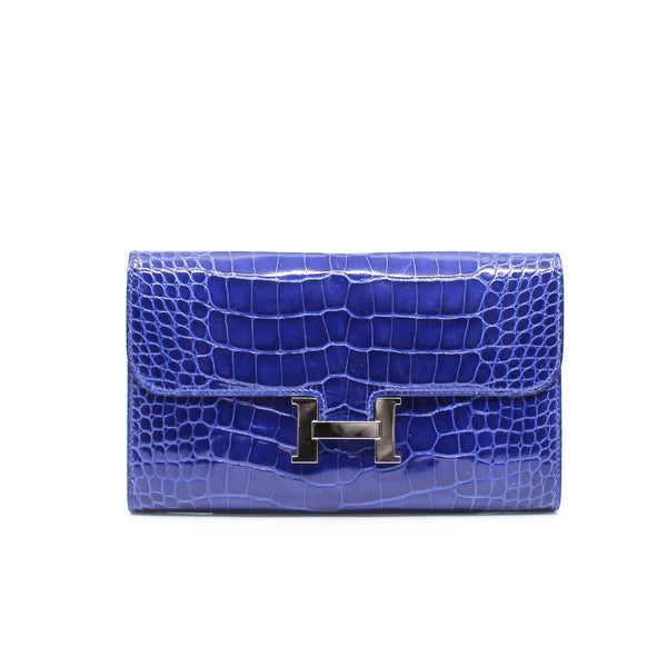 constance wallet crocodile 7T blue phw Q stamp - L'UXE LINK