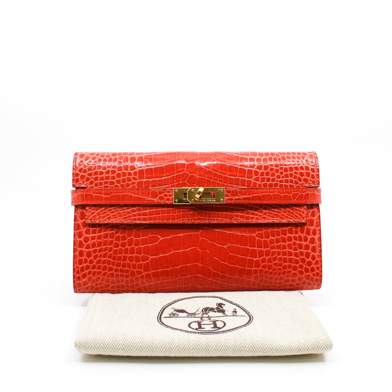 kelly wallet crocodile 9T X stamp - L'UXE LINK