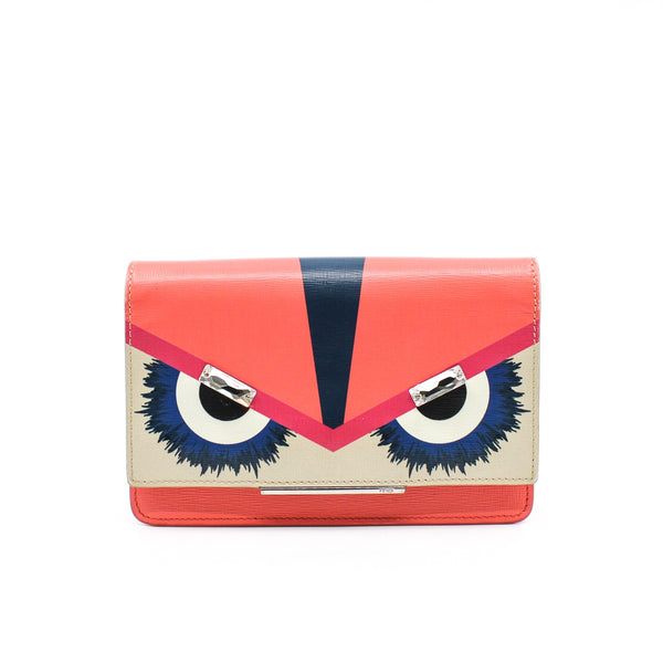 monster  crystal eyes wallet leather orange pink  phw