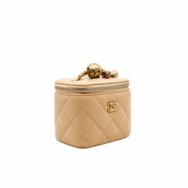 vanity case small lambskin beige  ghw seri 31 - L'UXE LINK