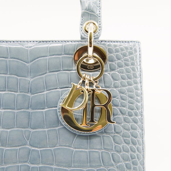 lady dior mini crocodile  blue