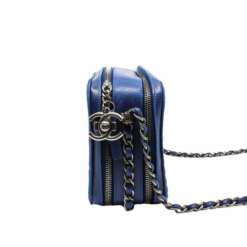 camera bag lamb skin with chain navy seri 20 - L'UXE LINK