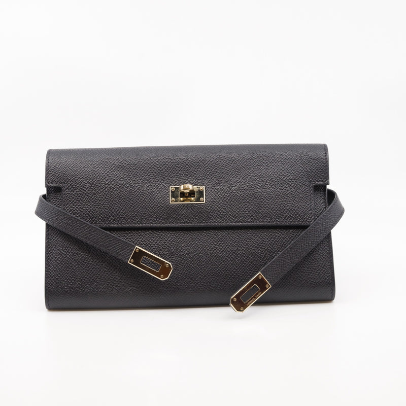 kelly wallet  black rghw epsom - L'UXE LINK