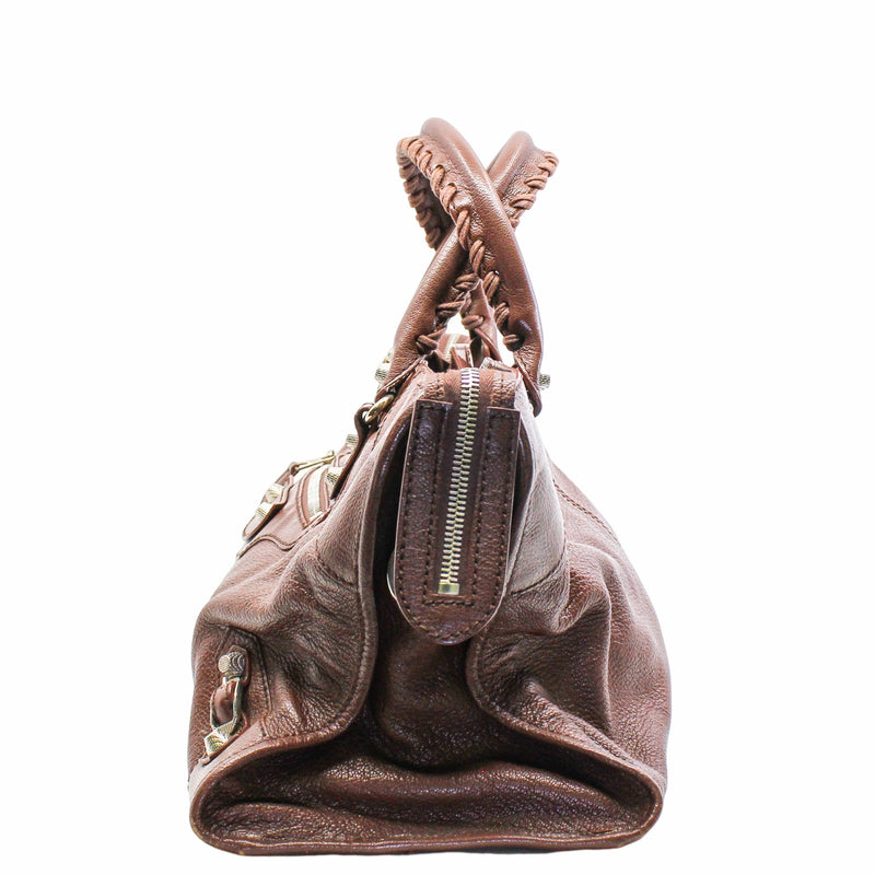 CITY CLASSIC STUDS BAG SMALL LEATHER BROWN PHW - L'UXE LINK