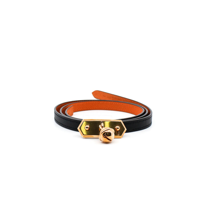 narrow reversible belt with rg bellball buckle in black and orange