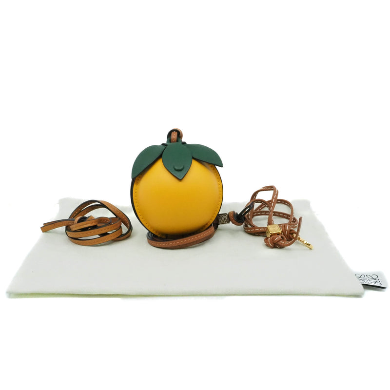 mini lemon pouch in leather lime/brown - L'UXE LINK
