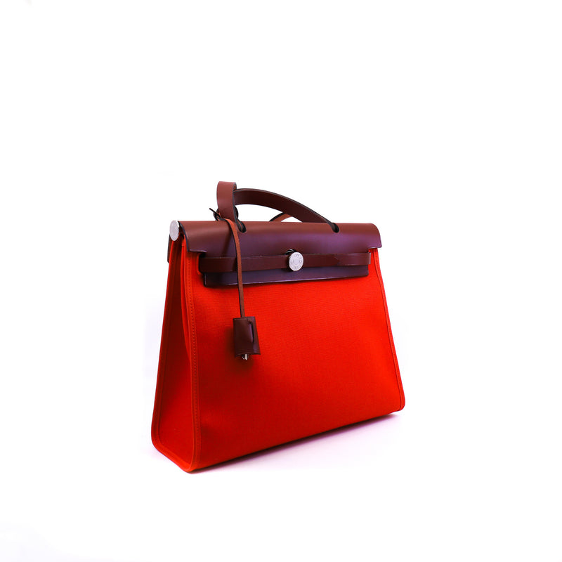 herbag zip 31 in fabric capucine/rouge H phw Y stamp - L'UXE LINK