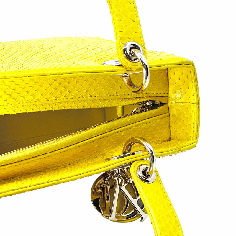 lady dior medium snake yellow phw