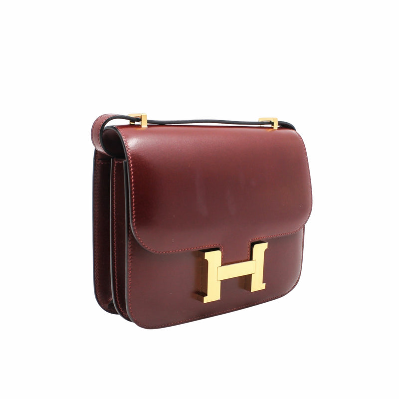 constance 19cm mini box leather rough H ghw Z stamp - L'UXE LINK