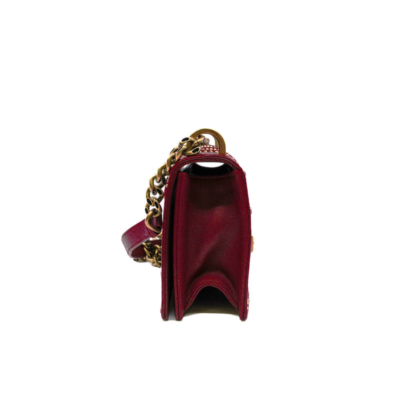 small ama with studs in lambskin red ghw 2018 - L'UXE LINK