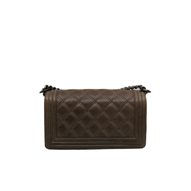 leboy large quilted in calfskin grey/brown aged hw seri 18 - L'UXE LINK