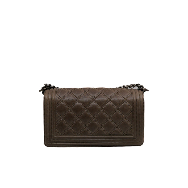 leboy large quilted in calfskin grey/brown aged hw seri 18