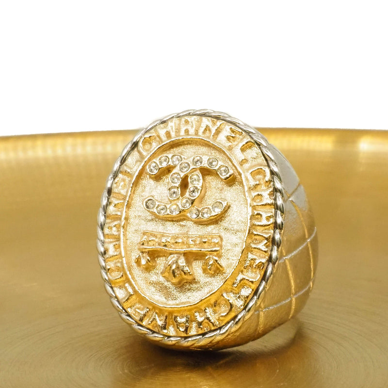 cc crystal logo crown coin ring in ghw/phw #A 2021