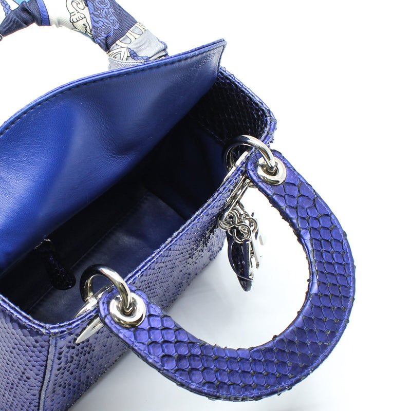 lady dior with chainglittering purple blue snake skin phw