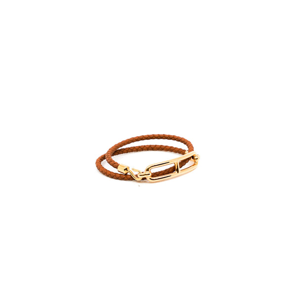 Roulis Double Tour bracelet in leather gold rghw - L'UXE LINK