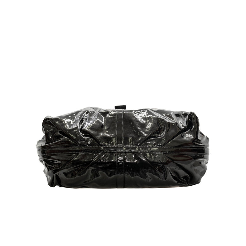 large  shoulder tote bag black patent