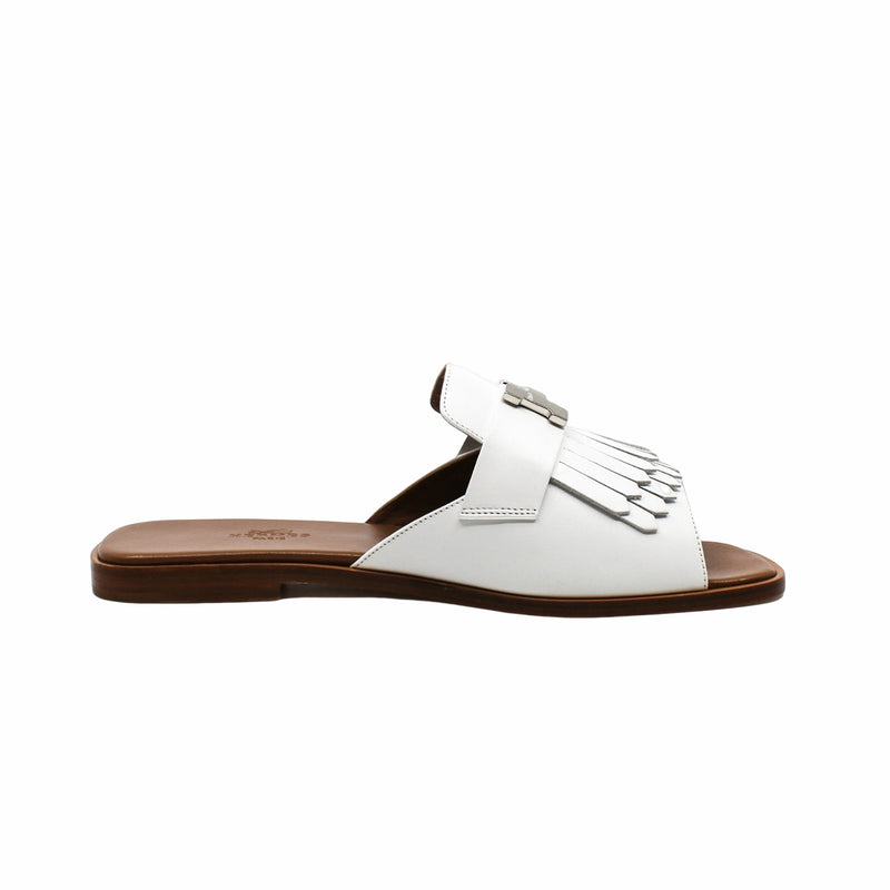 white silver H buckle open toe mules  #38 rrp1605 - L'UXE LINK