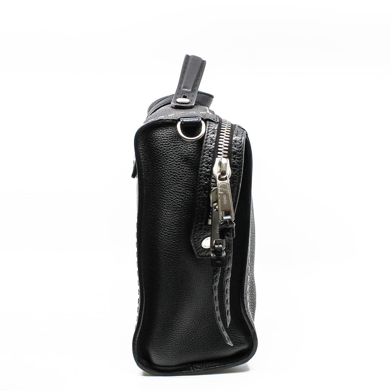 men large top handle bag in leather gray - L'UXE LINK