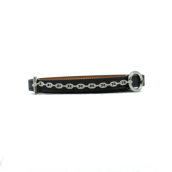13mm Carrousel belt buckle & Reversible leather strap  in epsom black/gold phw - L'UXE LINK