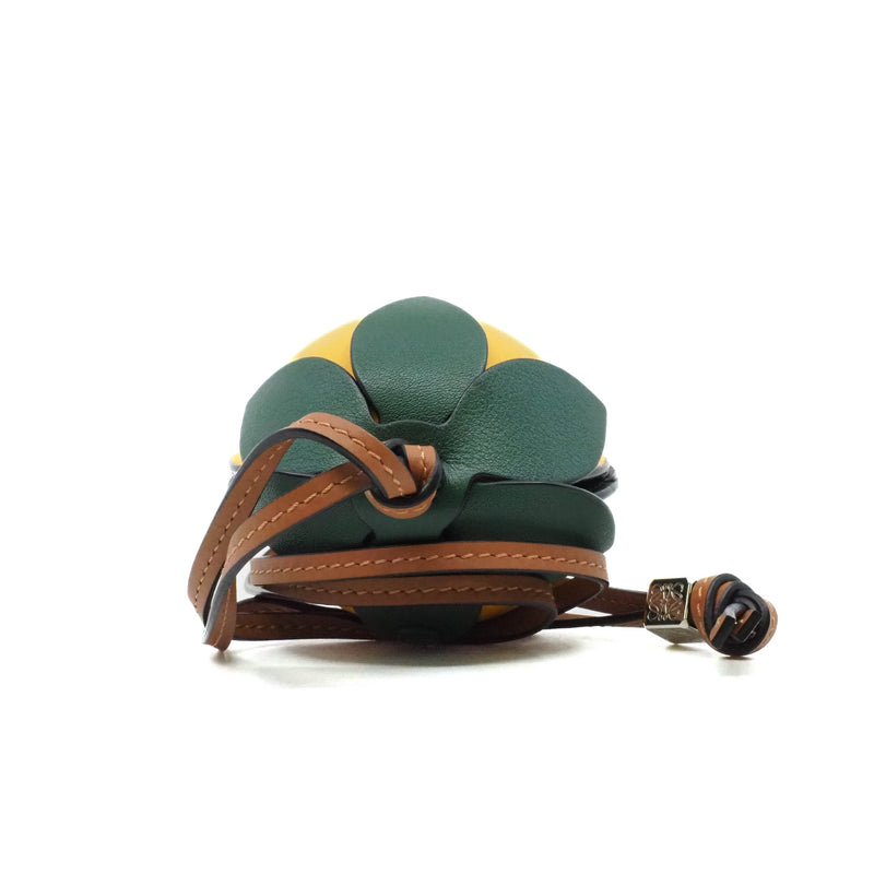 mini lemon pouch in leather lime/brown - L'UXE LINK