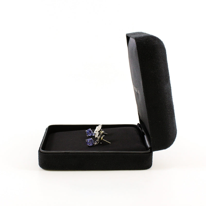 paper flower Diamond and Tanzanite Flower Drop Earrings pt950  rrp13000 - L'UXE LINK