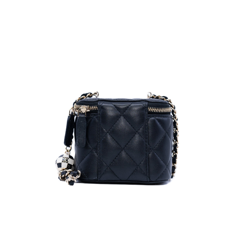 vanity case mini black lambskin with crush black and white