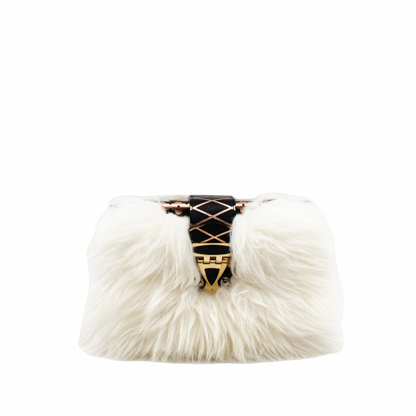 petite malle white fur phw