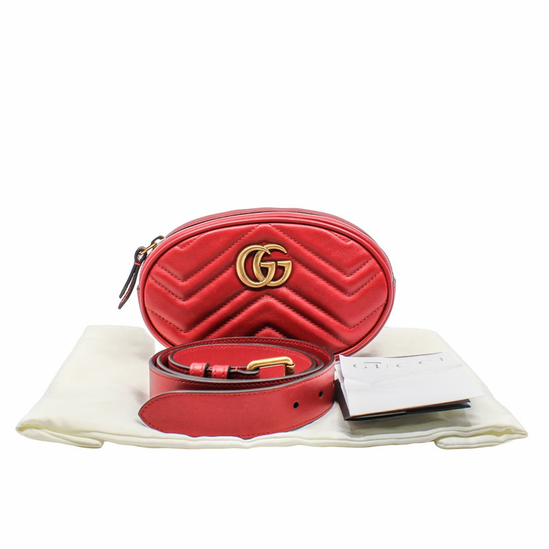 belt bag leather red  ghw