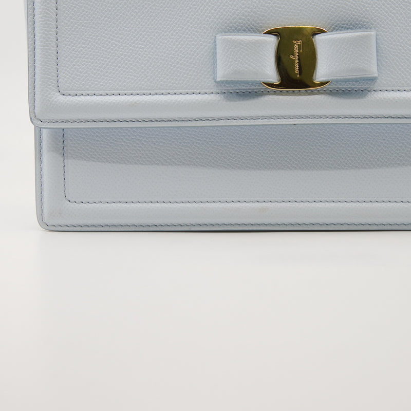 Vala  chain bag leather Light blue ghw