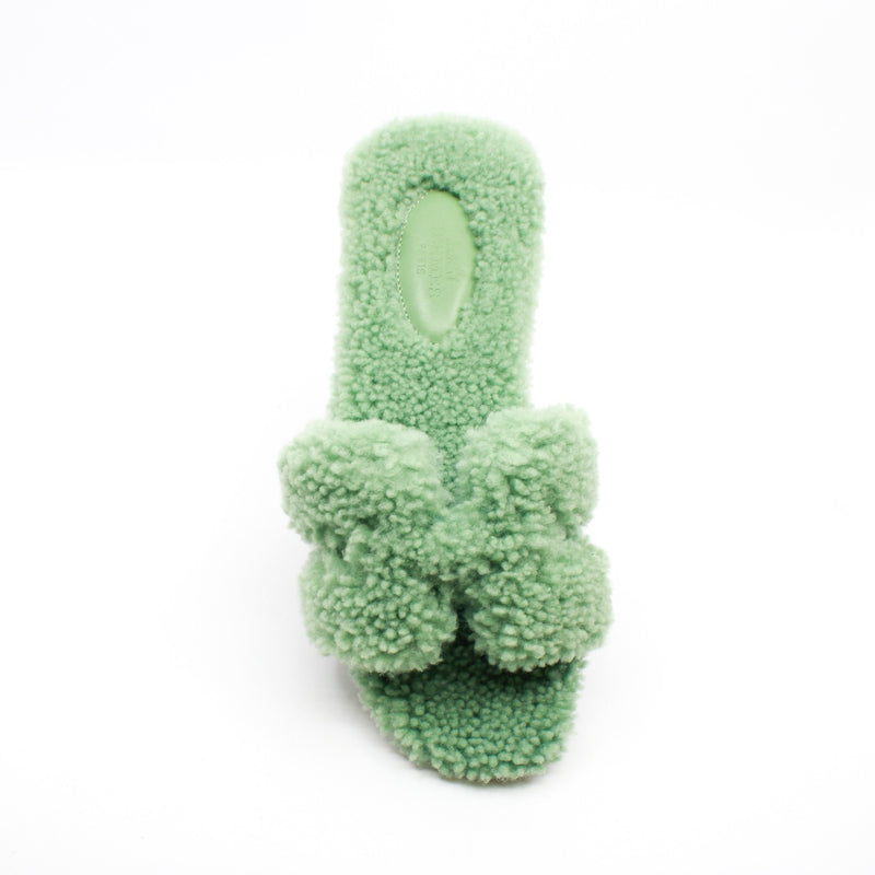 oran sandal in woolskin mint green #36.5