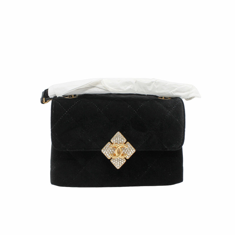velvet ctystal buckle cc black ghw seri l9 - L'UXE LINK