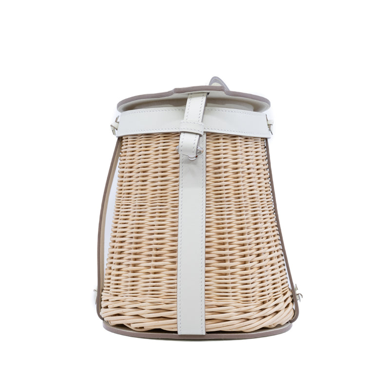 picnic bucket bag in Bamboo weaving/leather nata B stamp
