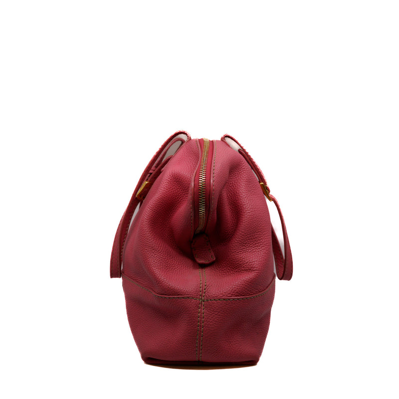 calfskin tote bag in pink red color - L'UXE LINK