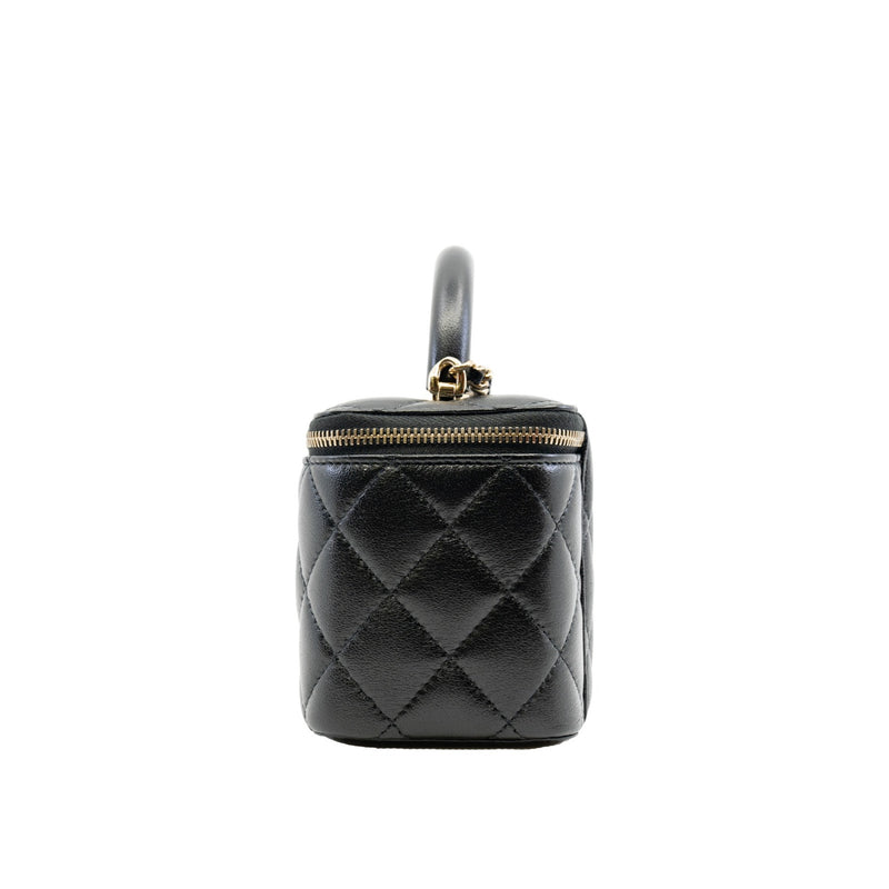 vanity case with handle in lamskin black ghw # ECU