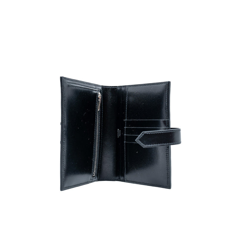 bearn compact wallet in box leather so black B stamp