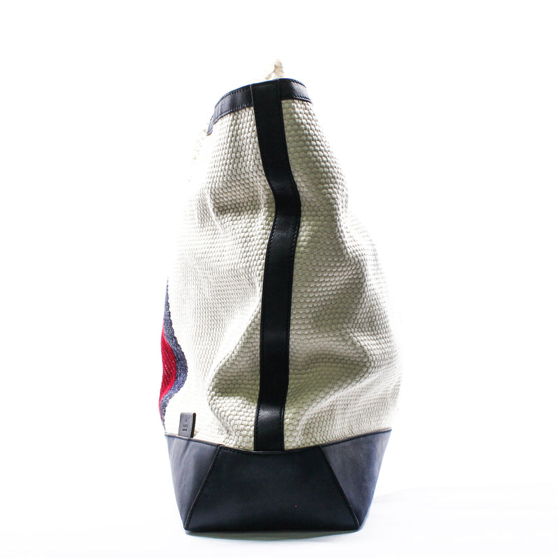 fabric tote large in fabirc white/red/blue