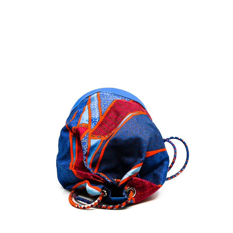 backpack bucket fabric blue pink Q STAMP - L'UXE LINK