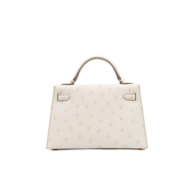 mini kelly 2 ostrich 8L mix lime light gold hardware u stamp