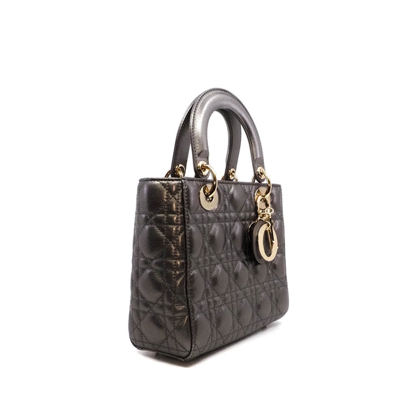 lady dior medium calf skin in grey ghw with strap