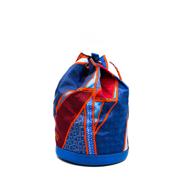 backpack bucket fabric blue pink Q STAMP - L'UXE LINK
